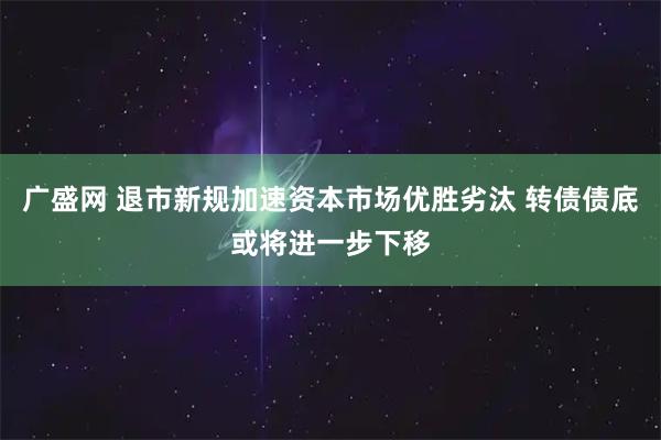 广盛网 退市新规加速资本市场优胜劣汰 转债债底或将进一步下移